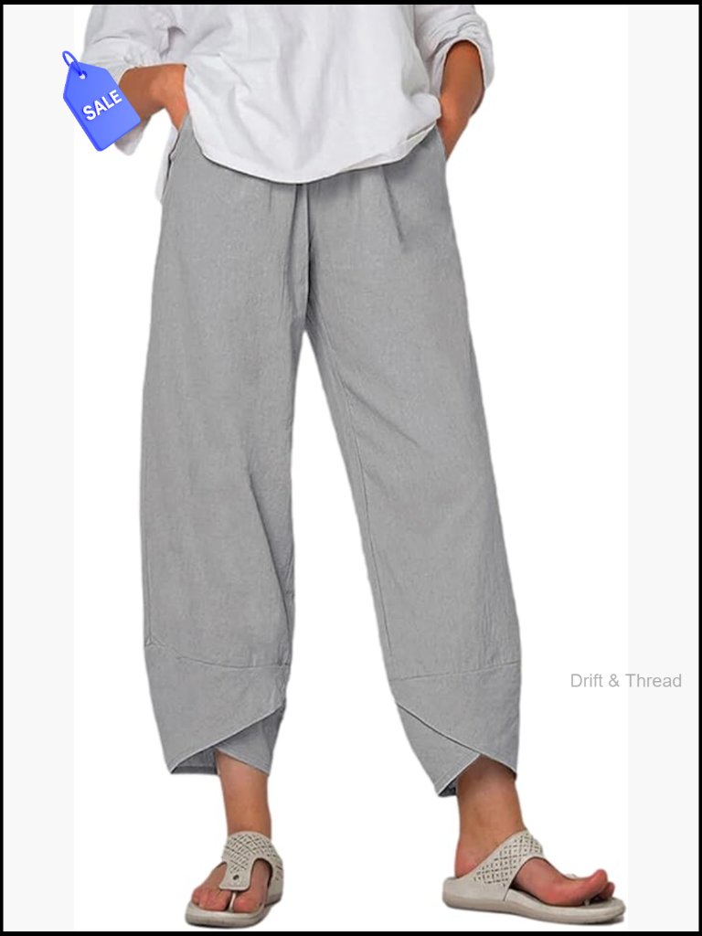 Women's Capri Pants Casual Summer Cotton Linen Cropped Tulip Lounge Pants